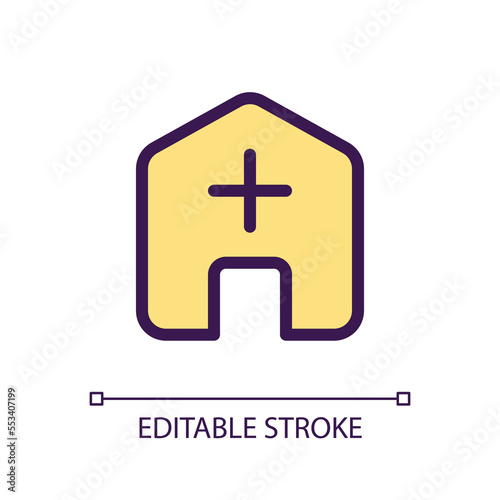 Add address pixel perfect RGB color ui icon. Mail recipient information. Simple filled line element. GUI, UX design for mobile app. Vector isolated pictogram. Editable stroke. Arial font used