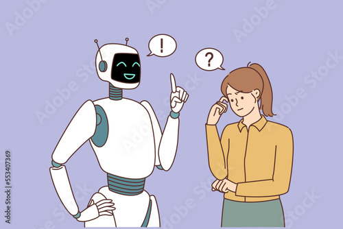 Robot help with solution to confused woman 