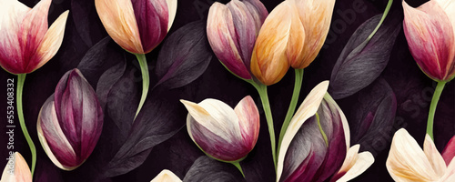  floral pattern pastel tulips #553408332