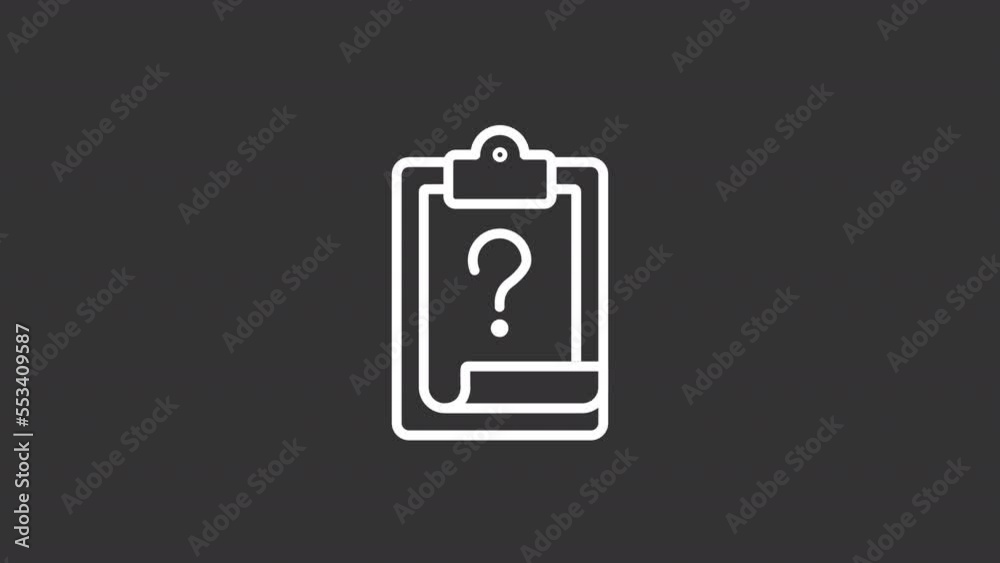 Animated unsure task white line icon. Writing pad. Risk management. Education, business. Seamless loop HD video with alpha channel on transparent background. Motion graphic design for night mode Animated unsure task white line icon. Writing pad. Risk management. Education, business. Seamless loop HD video with alpha channel on transparent background. Motion graphic design for night mode