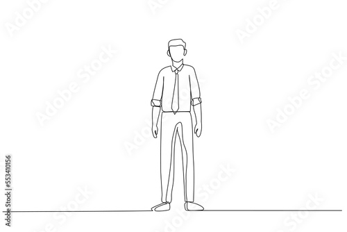 Drawing of businessman in casual outfit. Continuous line art style