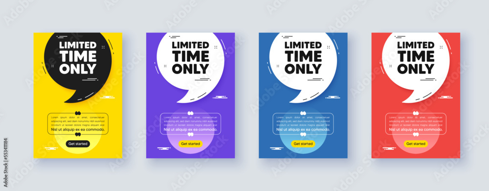 Poster frame with quote, comma. Limited time tag. Special offer sign. Sale promotion symbol. Quotation offer bubble. Limited time message. Vector