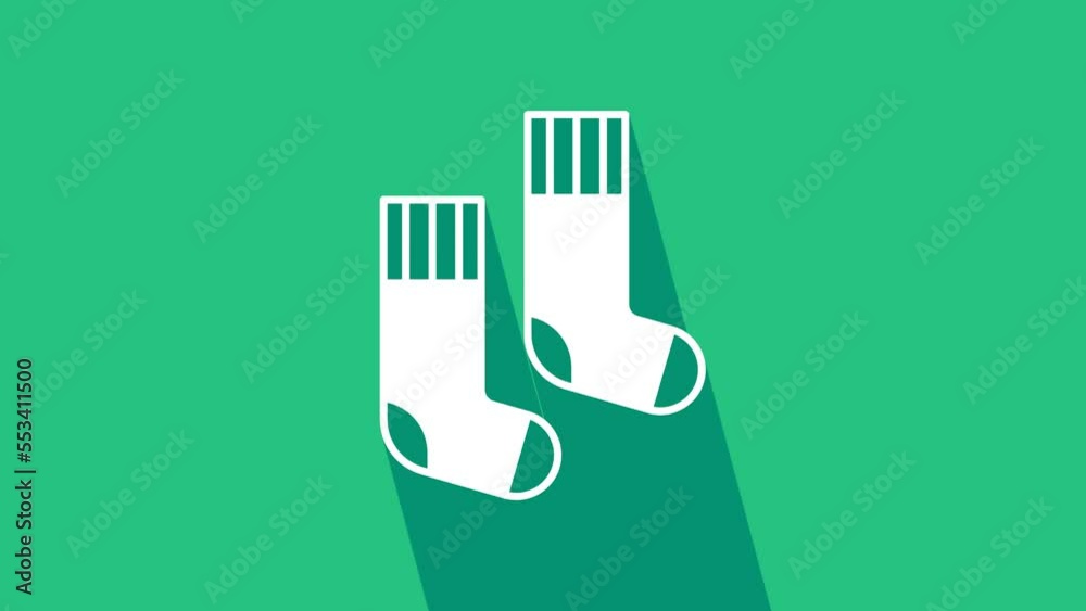 White Socks icon isolated on green background. 4K Video motion graphic animation White Socks icon isolated on green background. 4K Video motion graphic animation