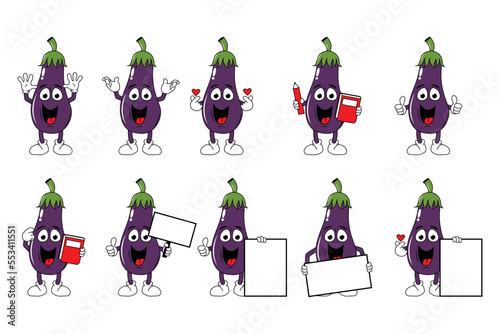 cute eggplant cartoon illustration graphic