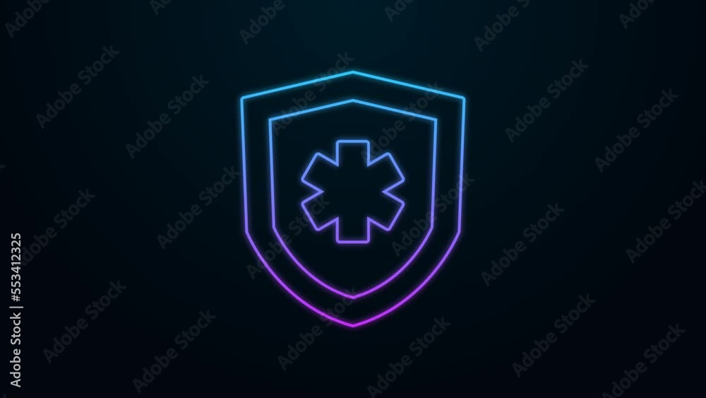 Glowing neon line Life insurance icon isolated on black background. Security, safety, protection, protect concept. 4K Video motion graphic animation Glowing neon line Life insurance icon isolated on black background. Security, safety, protection, protect concept. 4K Video motion graphic animation