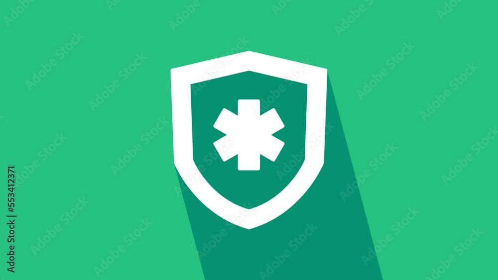White Life insurance icon isolated on green background. Security, safety, protection, protect concept. 4K Video motion graphic animation White Life insurance icon isolated on green background. Security, safety, protection, protect concept. 4K Video motion graphic animation