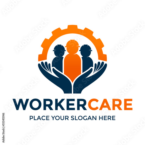 Worker care vector logo template