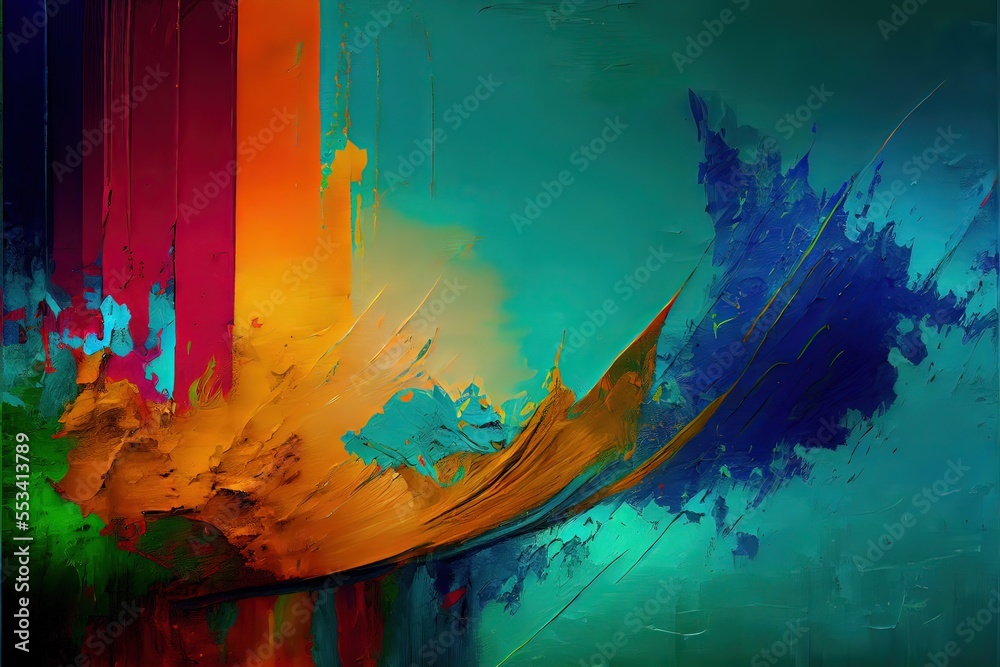 Abstract painting mixes many colors and textures for backgrounds and