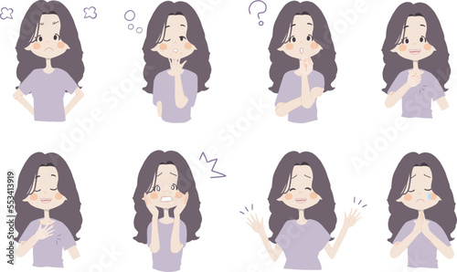 【怒ってる、悲しんでいる、任せて、疑問、ショック、困り顔、謝る】表情とポーズのバリエーションセット