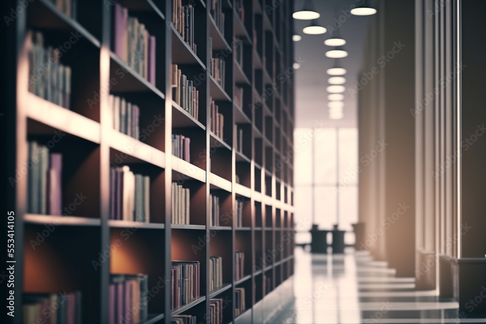 Fototapeta premium modern library interior background, Generated AI