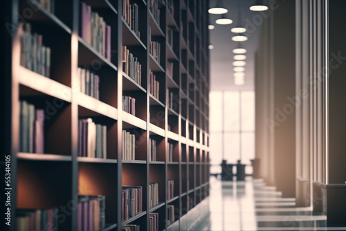 modern library interior background, Generated AI