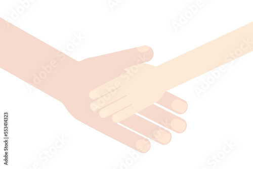 Father holding hand of the kid son. Family and friendship concept. Vector illustration.