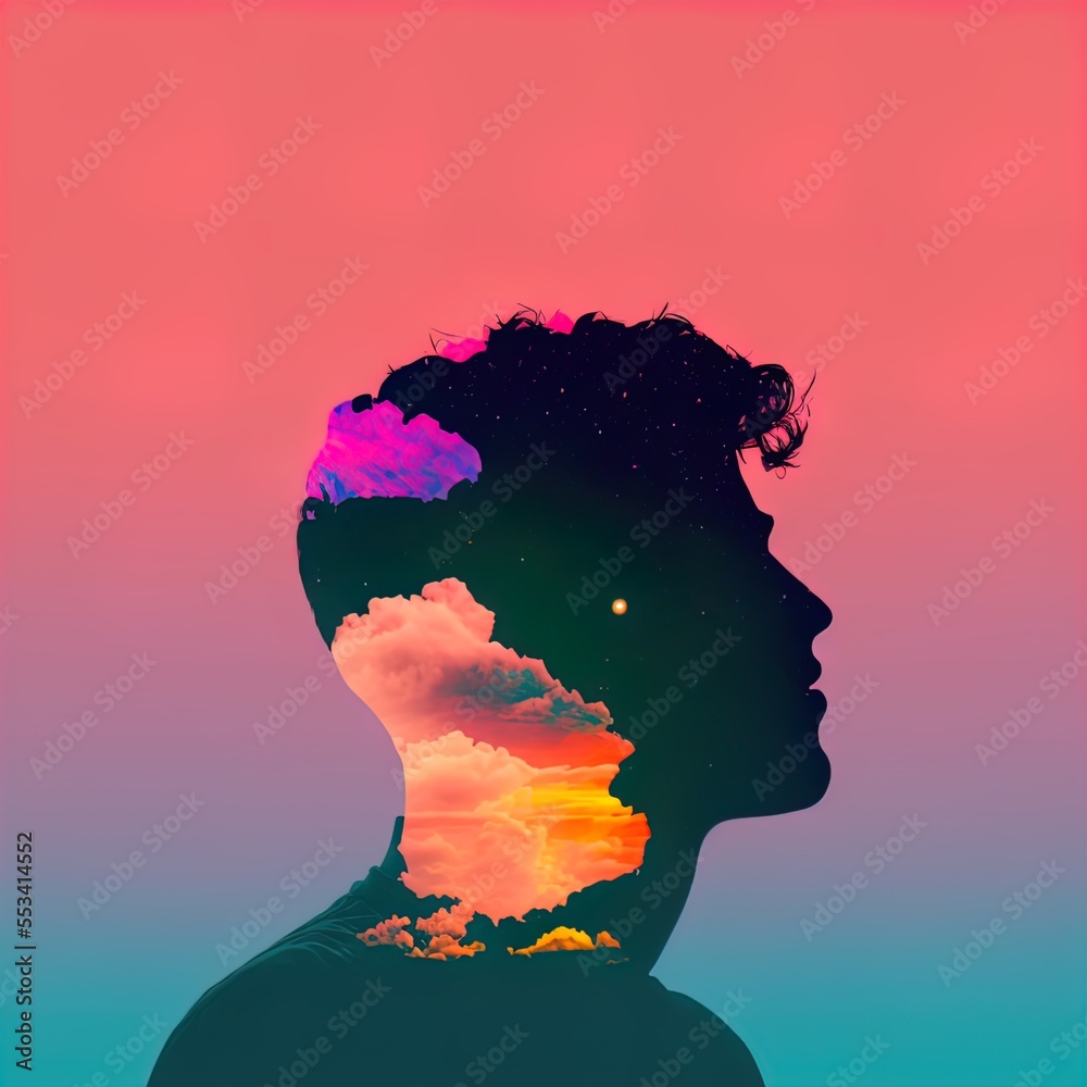 Multi-exposure image of silhouette with a sunset. Multi-exposure image of silhouette with a sunset.