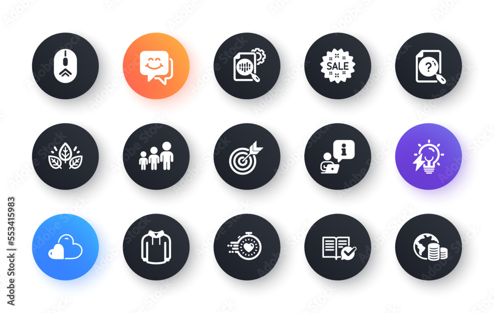 Minimal set of Swipe up, Electricity bulb and Interview flat icons for web development. Sale, Care, Search document icons. Business hierarchy, Smile face, Target web elements. Vector Minimal set of Swipe up, Electricity bulb and Interview flat icons for web development. Sale, Care, Search document icons. Business hierarchy, Smile face, Target web elements. Vector