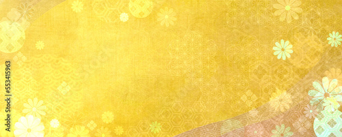 金の和紙に花の和柄