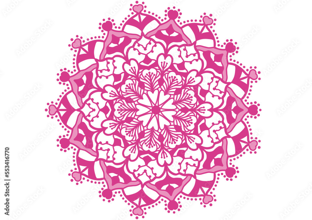 Mini heart pink line mandala