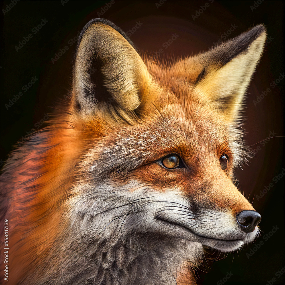 Portrait of a fox, generative ai illustration Portrait of a fox, generative ai illustration