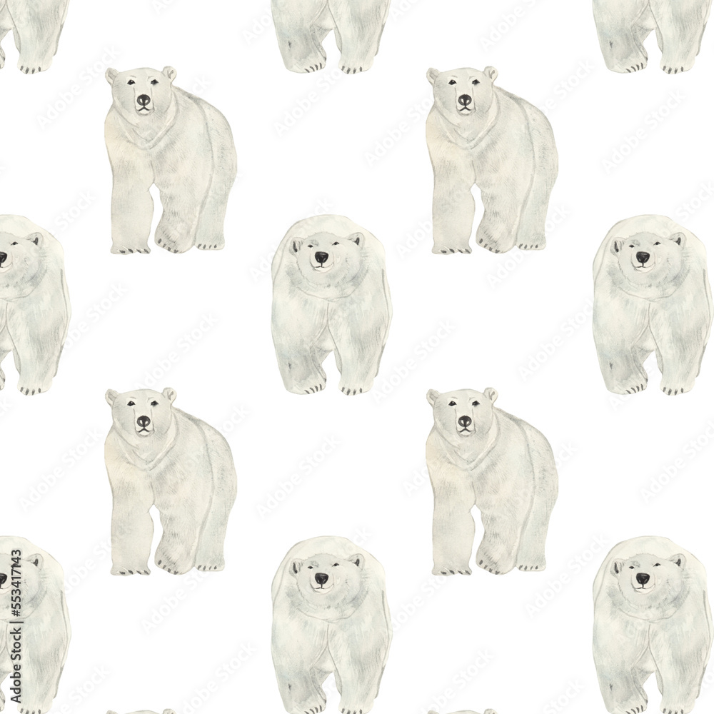 Pattern with white bear isolated on white background.For invitation and cards. Pattern with white bear isolated on white background.For invitation and cards.