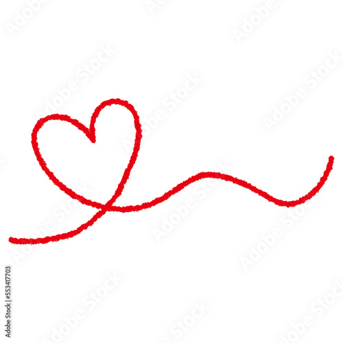 Obraz na plátne Doodle red heart drawn with crayons, hand drawn line