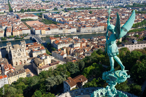View of Lyon from the top of notre-dame-de-fourviere basilica