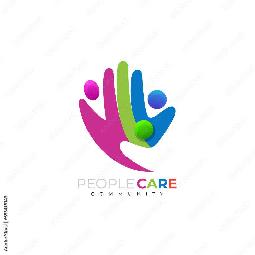 Hand people care logo colorful, Family icons Hand people care logo colorful, Family icons