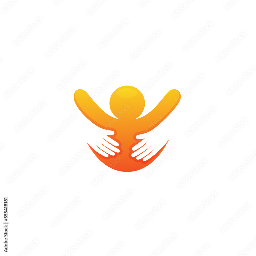 Abstract people care logo and community design vector