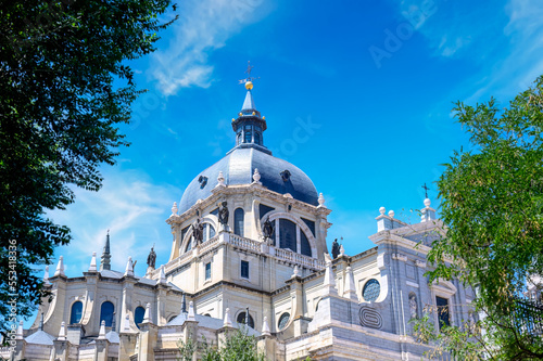 Exterior view of the Almudena Cathedral dome, Madrid, Spain