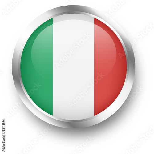Official flag of Italy in silver circle shape. Nation flag illustration.