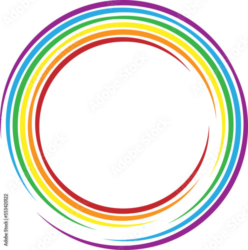 LGBT rainbow frame in circle shape. PNG transparent.