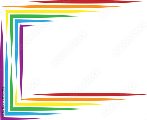 LGBT rainbow frame in rectangle shape. PNG transparent.