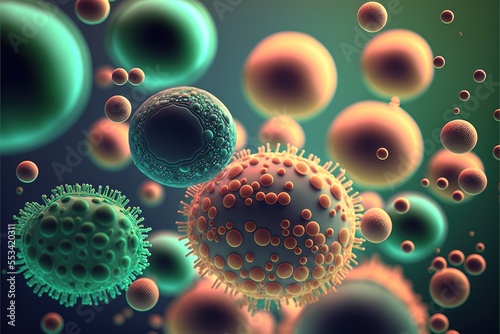 microscopic cells and bacteria Generative AI virus illustration