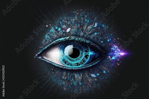 futuristic neural cyber eye with data and tech information Generative AI