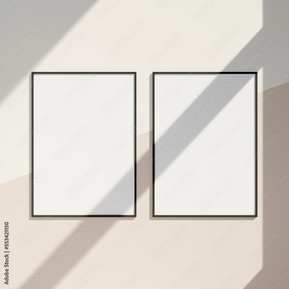 Blank picture frame mockup on gray wall. White living room design. artwork frame mockup on wall with shadow. Blank picture frame mockup on gray wall. White living room design. artwork frame mockup on wall with shadow.