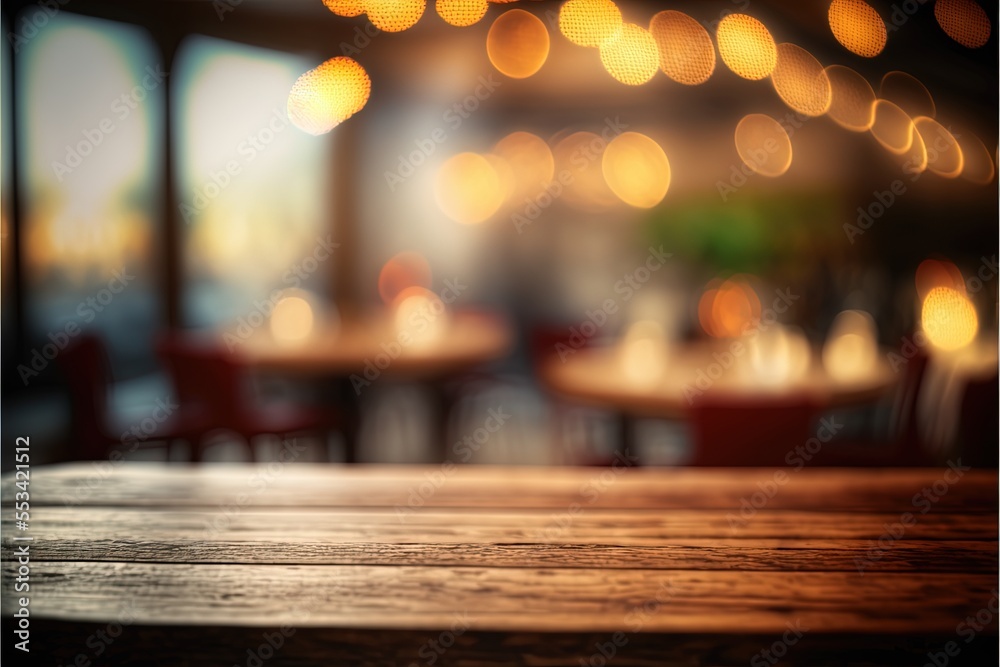 table with bokeh background