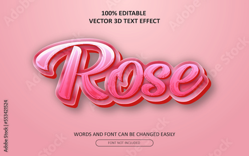	
Rose 3D text effect with pink color fully editable.