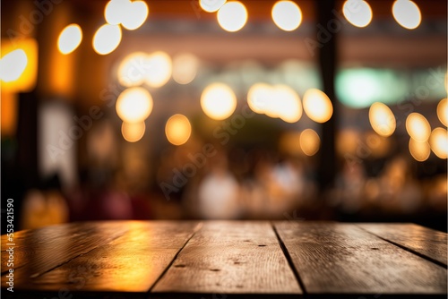 table with bokeh background