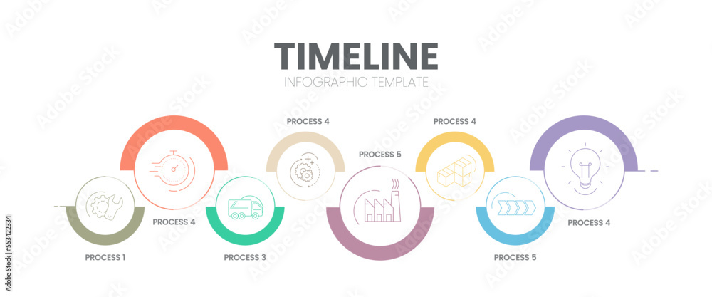Business project timelines diagrams layout template for slide presentation. Customer journey maps infographic. Creative company timeline processes with 8 options icons. Modern simple workflow vector.