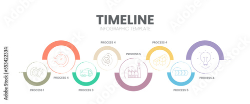 Business project timelines diagrams layout template for slide presentation. Customer journey maps infographic. Creative company timeline processes with 8 options icons. Modern simple workflow vector.