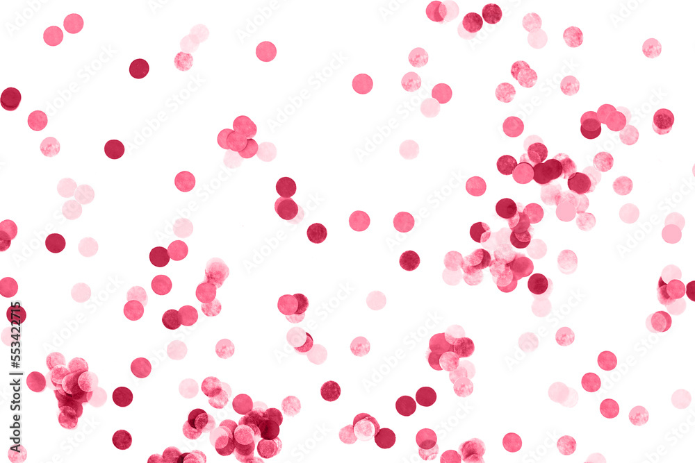 Heap of red confetti background. Flat lay style.