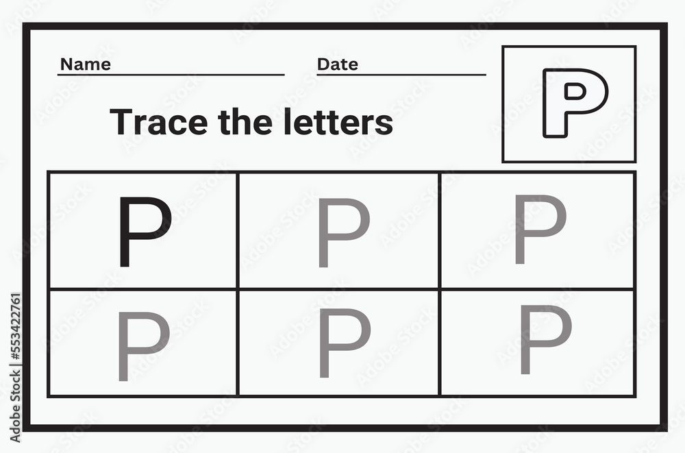 Alphabet tracing worksheet. A-Z writing pages. Letter P. uppercase and lowercase tracing. Handwriting exercise for kids. Printable worksheet. Alphabet tracing worksheet. A-Z writing pages. Letter P. uppercase and lowercase tracing. Handwriting exercise for kids. Printable worksheet.
