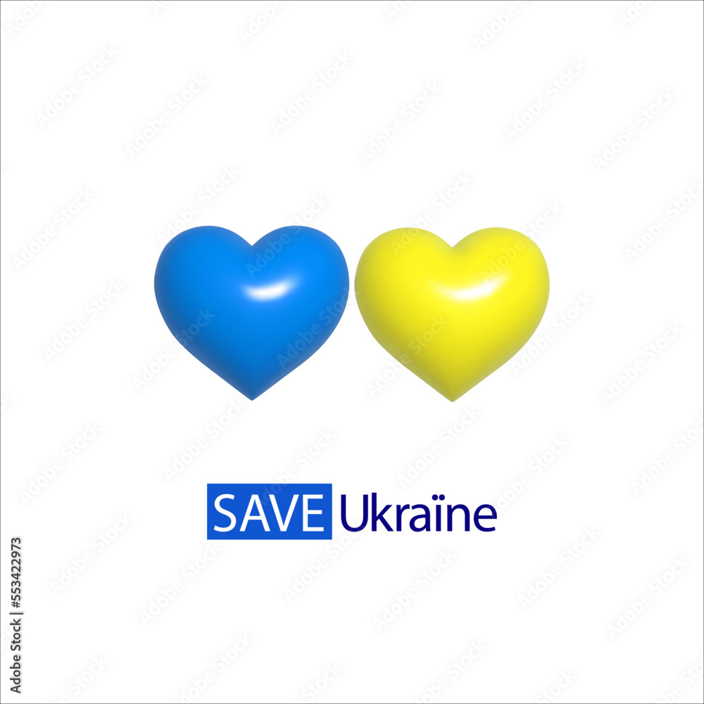 Ukraine heart made by hands. Flat heart flag of Ukraine. Save Ukraine from russian invasion.