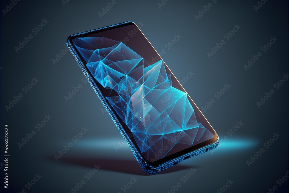 Glowing mesh art abstract mobile Generative AI Glowing mesh art abstract mobile Generative AI
