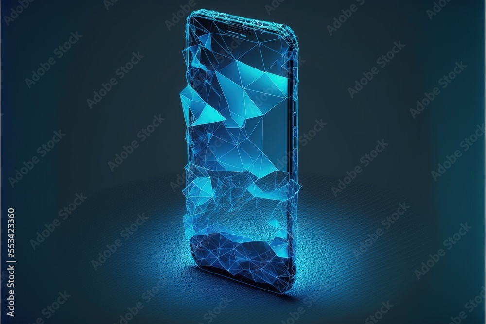 Glowing mesh art abstract mobile Generative AI Glowing mesh art abstract mobile Generative AI
