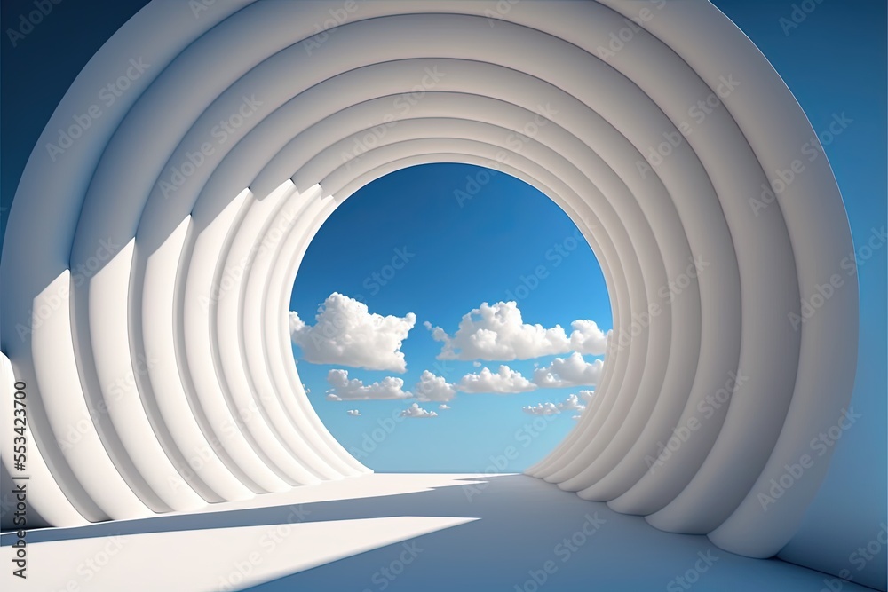 Abstract tunnel with cloud window Generative AI Abstract tunnel with cloud window Generative AI