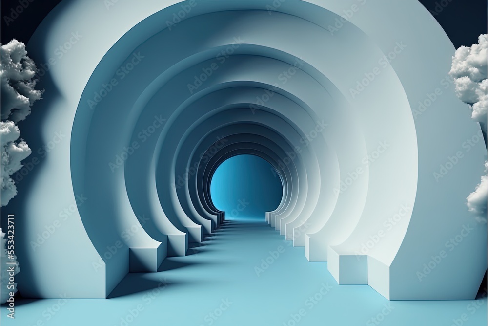 Obraz premium Abstract tunnel with cloud window Generative AI
