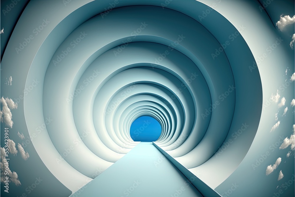 Obraz premium Abstract tunnel with cloud window Generative AI