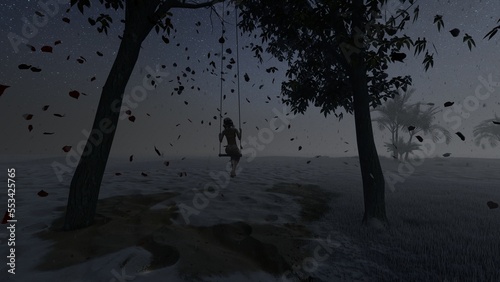 alone in the darkness of foggy places liminal space 3d render photo