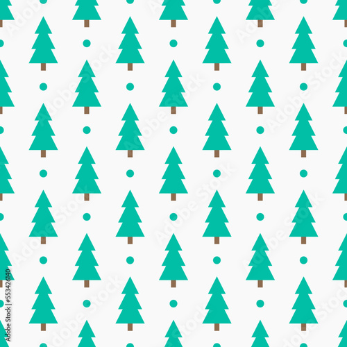 Christmas trees seamless winter forest pattern.