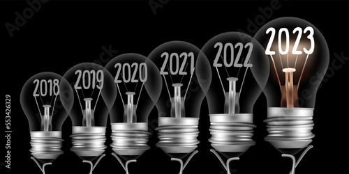 Vector Light Bulbs with New Year 2023