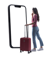 Woman using a travel app on smartphone